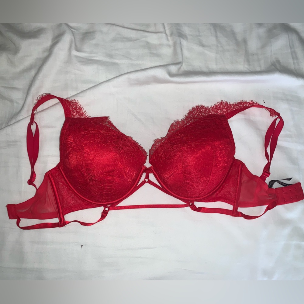Unlined Red VS Lace Bra